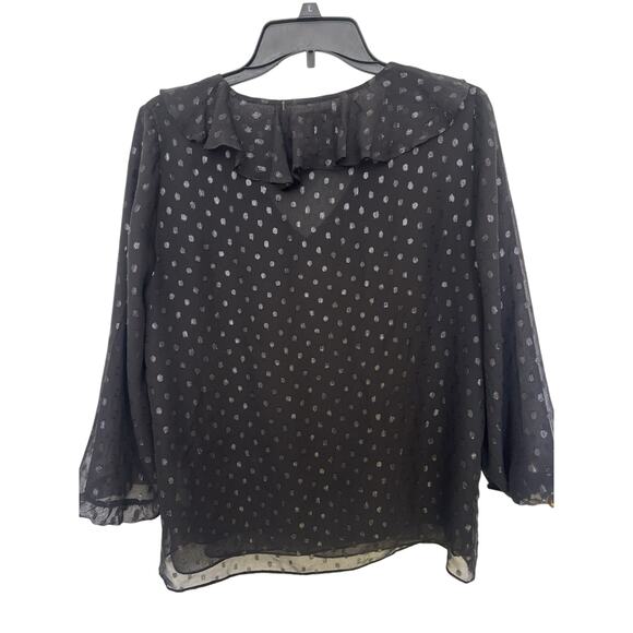 Lilly Pulitzer Sheer Silk Metallic Black Top Size Small Whimsigoth Dark Fairy - Picture 3 of 6